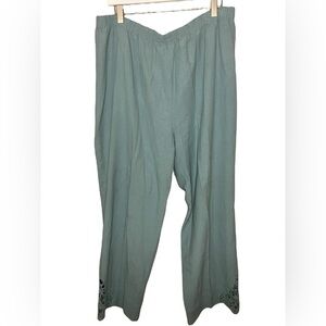 Soft Surroundings Touch of Lace Gauze Pant Crochet Pull On Beach Summer Blue XL